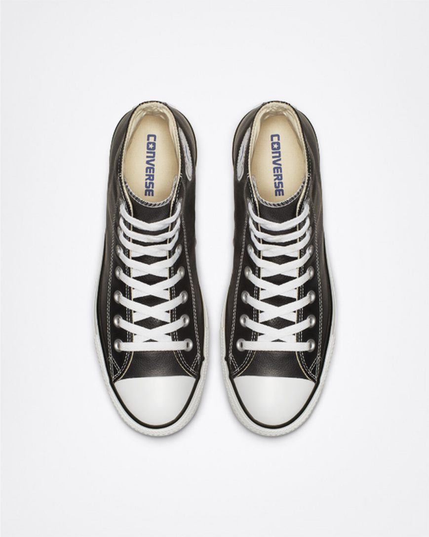 Women's Converse Chuck Taylor All Star Leather High Top Shoes Black | AU 18E53X